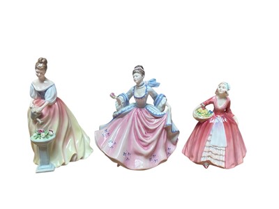 Lot 988 - Ten Royal Doulton figures - Alexandra HN3286, Rebecca HN2805, Janet HN1537, Buttercup HN2309, Adele HN2480, Coralie HN2307, Babie HN1679, Top O' The Hill HN3734, Rose HN1368 and Amanda HN2996