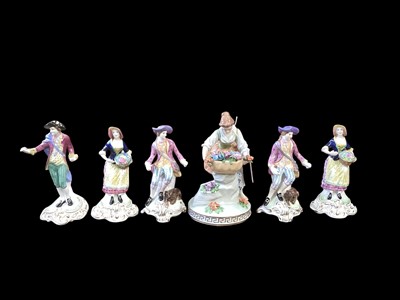 Lot 989 - Five Spode Chelsea figures together with a Dresden figure (6)
