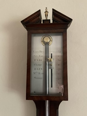 Lot 596 - Georgian stick barometer with silvered dial