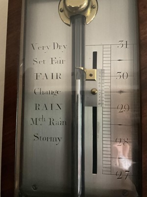 Lot 596 - Georgian stick barometer with silvered dial