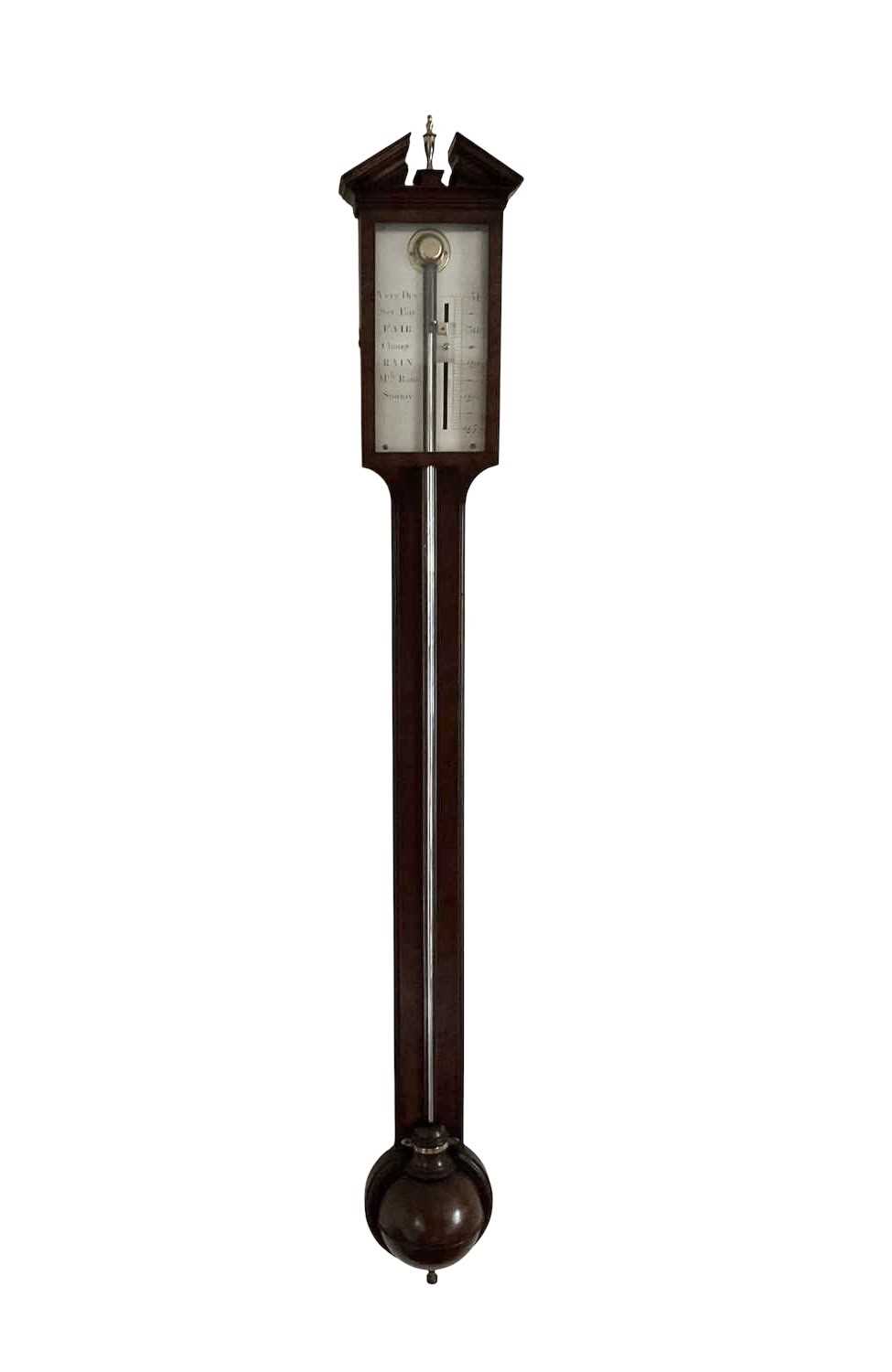 Lot 596 - Georgian stick barometer with silvered dial