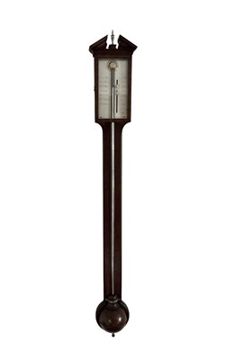 Lot 596 - Georgian stick barometer with silvered dial