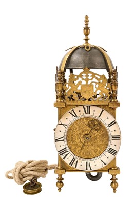 Lot 592 - Rare late 17th century lantern clock by Richard Griffin, dated 1696....