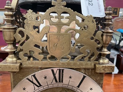 Lot 592 - Rare late 17th century lantern clock by Richard Griffin, dated 1696....