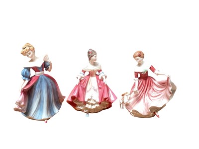 Lot 992 - Six Royal Doulton figures - Amy HN3316, Southern Belle HN2229, My Best Friend HN3011, Fragrance HN2334, Grace HN2318 and Debbie HN2385