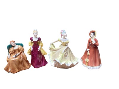 Lot 996 - Eight Royal Doulton figures - Romance HN2430, Loretta HN2337, Ninette HN2379, Julia HN2705, My Love HN2339, Grace HN2318, Soirée HN2312 and Margaret HN2397