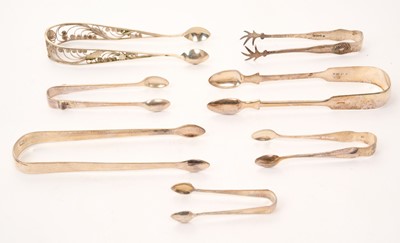 Lot 477 - Collection of Georgian, Victorian and later silver sugar tongs (various dates and makers)