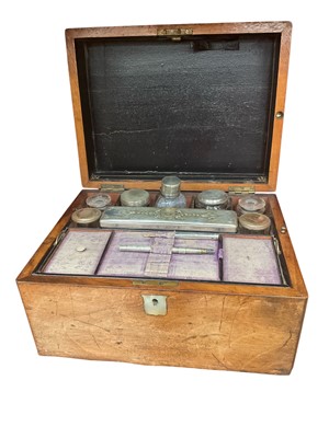 Lot 199 - Victorian dressing table box with various fittings.