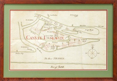 Lot 1022 - Hand drawn map of Canvey Island, late 18th century