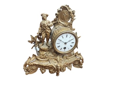 Lot 196 - Continental figural mantel clock.
