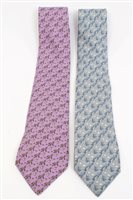 Lot 3079 - Two gentlemen's Hermès vintage ties - lilac...