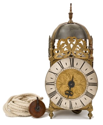 Lot 591 - Early 18th century lantern clock by Damant, Colchester.