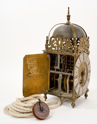 Lot 591 - Early 18th century lantern clock by Damant, Colchester.