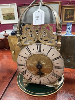 Lot 591 - Early 18th century lantern clock by Damant, Colchester.