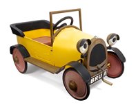 Lot 2783 - Large metal pedal Cars painted yellow, by Brum...