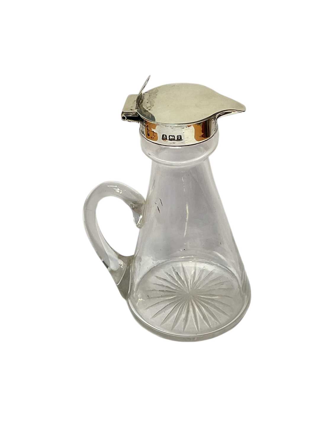 Lot 83 - Edwardian Mappin & Webb silver mounted glass whisky noggin (Birmingham 1910), 11cm high