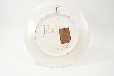 Lot 52 - Victorian painted pottery charger - Puck, signed and dated Edith Rob...