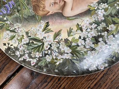 Lot 52 - Victorian painted pottery charger - Puck, signed and dated Edith Rob...
