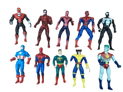 Lot 1985 - Selection of action figures including Ninja Turtles, WWF, Spider-Man and others (1 box)