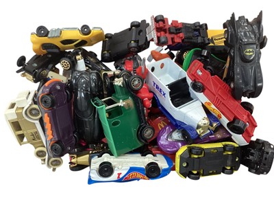 Lot 1984 - Mario kart Wii steering wheel controller holder, Mario soft toy & Ninja Turtle, Sony Walkman, Tazos and diecast (1 box)