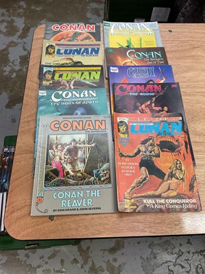 Lot 2855 - Savage Sword of Conan the Barbarian (Curtis), monthly magazine. Incomplete run from issue #124 - #203, also to include issue #8 and #19. Together with a quantity of Con...