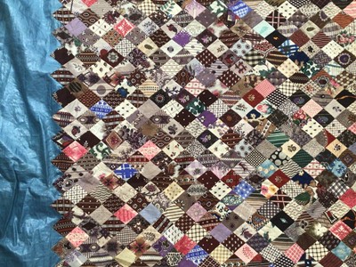 Lot 2126 - Antique Patchwork quilt made up from very small patches mainly printed cotton.