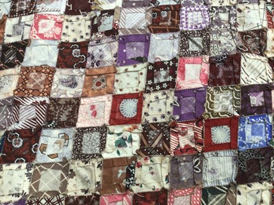 Lot 2126 - Antique Patchwork quilt made up from very small patches mainly printed cotton.