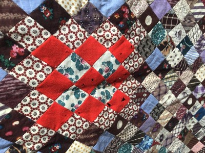 Lot 2126 - Antique Patchwork quilt made up from very small patches mainly printed cotton.