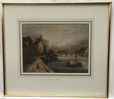 Lot 152 - W. H. Scott 19th century watercolour - River Landscape, September 1836, in glazed frame