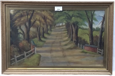 Lot 224 - F. Watkinson pair of oils on board - Country Lanes, signed and dated 1940, in glazed gilt frames
