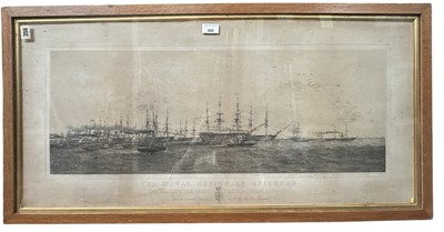 Lot 225 - 19th century lithograph after Dutton - 'The Naval Review at Spithead', 93cm x 43cm, in glazed frame