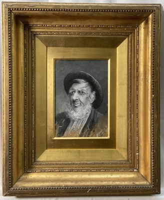 Lot 94 - D. C. Veazey, late 19th century monochrome gouache on board - portrait of a bearded man, signed and dated '94, 19cm x 13cm, in original glazed gilt frame
