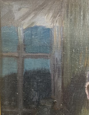 Lot 81 - Frederick Marriott (1860-1941) oil on board - seated figure by lamp light entitled 'Evening' to original label verso, 33 x 23, in gilt wood frame, together with a watercolour of a Dutch harbour...