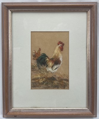 Lot 99 - Lynette Singers, contemporary, pastel - a cockerel, 'She Loves Me', signed and inscribed, in glazed frame