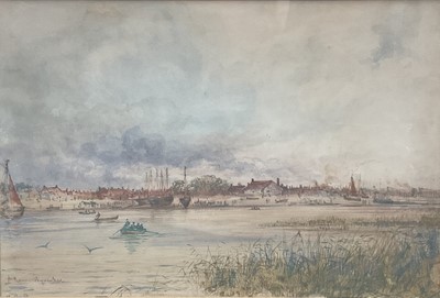 Lot 97 - Adolph Ragon, late 19th century watercolour - 'Wyvenhoe" (Wivenhoe), signed, dated 1889 and inscribed, in glazed gilt frame