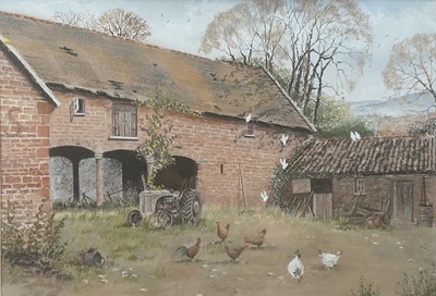 Lot 79 - G. Wade, contemporary, pastel - A Farmyard, 33cm x 49cm, in glazed frame