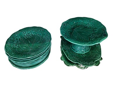 Lot 749 - Collection of antique green glazed leaf plates