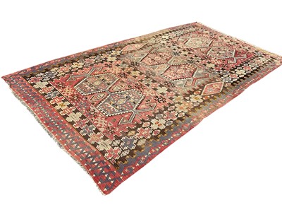 Lot 1631 - Antique kelim on blue and red ground