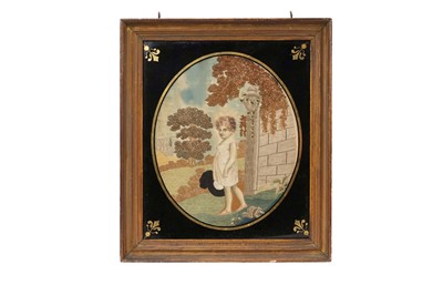 Lot 1140 - George III silk and woolwork picture of child
