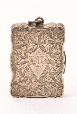 Lot 496 - Victorian silver vinaigrette, with engraved ivy leaf decoration and hinged cover