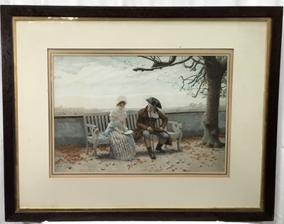 Lot 311 - After Louis Emile Adan (1839-1937) colored lithograph - Afternoon in the Park, 36cm x 52cm, in glazed oak frame