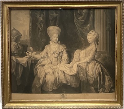 Lot 1348 - After Benjamin West (1738-1820) 18th century black and white engraving - Charlotte, Queen of Great Britain