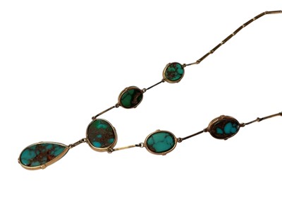 Lot 223 - Gold and turquoise necklace