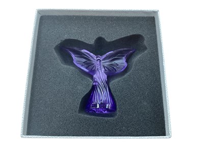 Lot 1031 - Lalique purple glass dragonfly, boxed