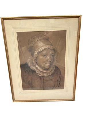 Lot 870 - Early 19th century chalk portrait of a woman