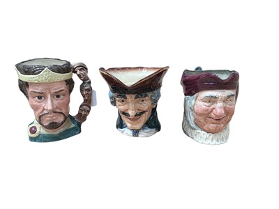 Lot 1043 - Six Royal Doulton character jugs - Macbeth D6667, Simon Cellarer, Dick Turpin, Drake, Izaak Walton D6404 and Paddy