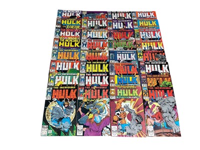 Lot 2844 - Marvel Comics the Incredible Hulk (1980's and 1990's). An incomplete run from issues #335 - #399 to include many Grey Hulk issues and later. Approximately 70 comics.