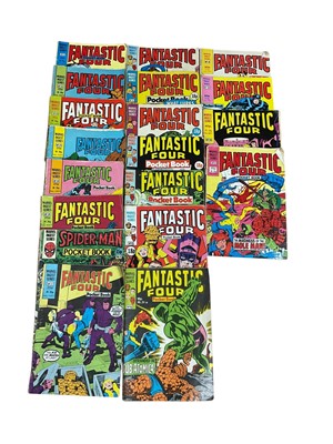 Lot 2865 - Marvel digest series Fantastic Four pocket books (1980's). Together with a collection of independent comics to include Judge Dredd, Green Lantern, Fish and others. Tarzan monthly magazines, Viz...