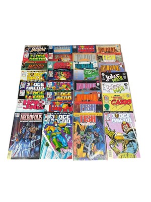 Lot 2865 - Marvel digest series Fantastic Four pocket books (1980's). Together with a collection of independent comics to include Judge Dredd, Green Lantern, Fish and others. Tarzan monthly magazines, Viz...