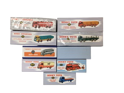 Lot 2018 - Atlas Editions diecast Dinky Supertoys Leyland Octopus Wagon, Leyland Octopus Tanker, Heinz Van & Guy Van, plus Dinky Toys Vans & Truck (9)